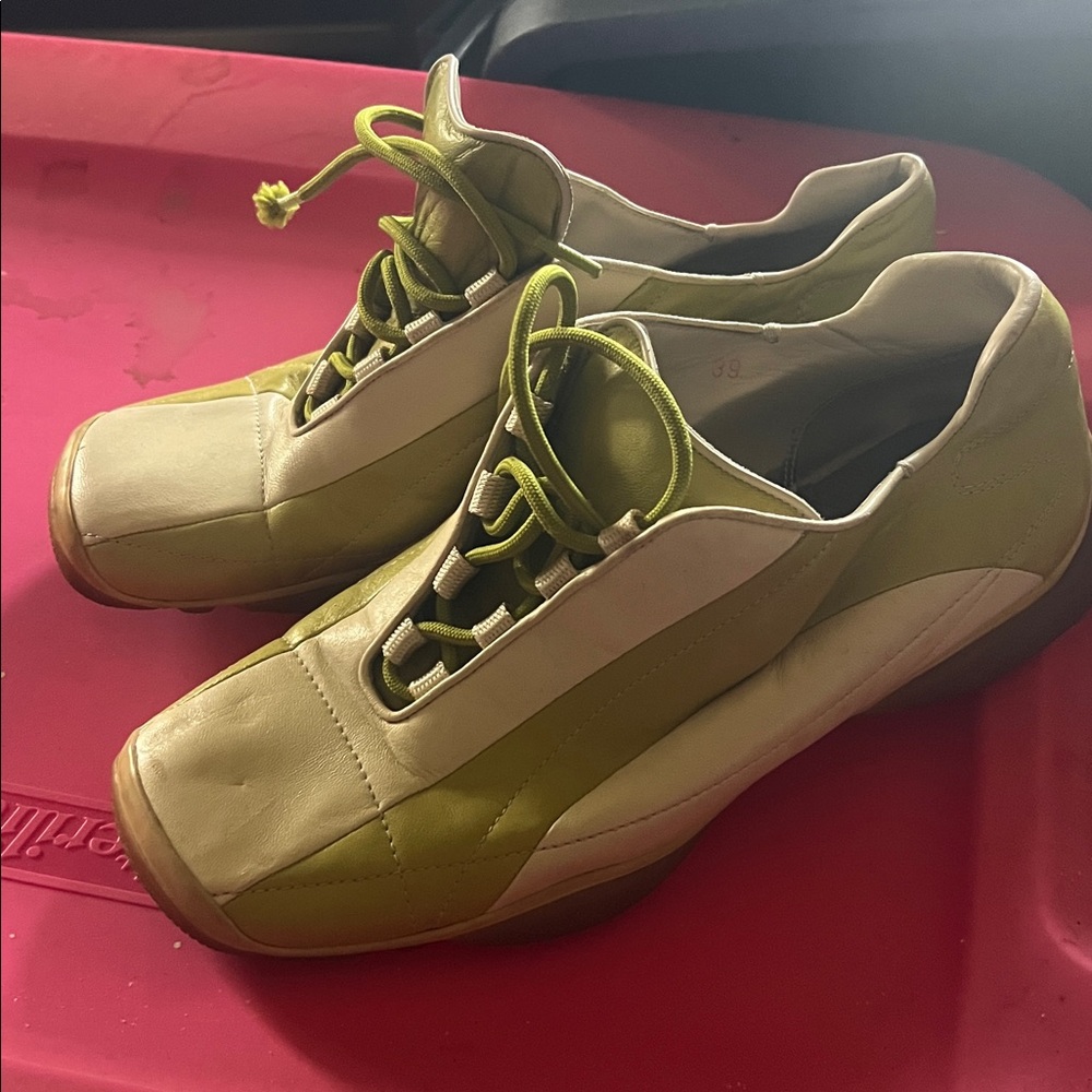 Prada Women’s Sneakers in Light Green and Cream